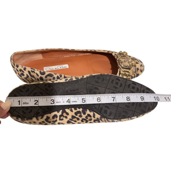 Oscar De La Renta Loafers Women's Animal Print Brown Crystals Calf Hair Size 38 - Picture 7 of 7